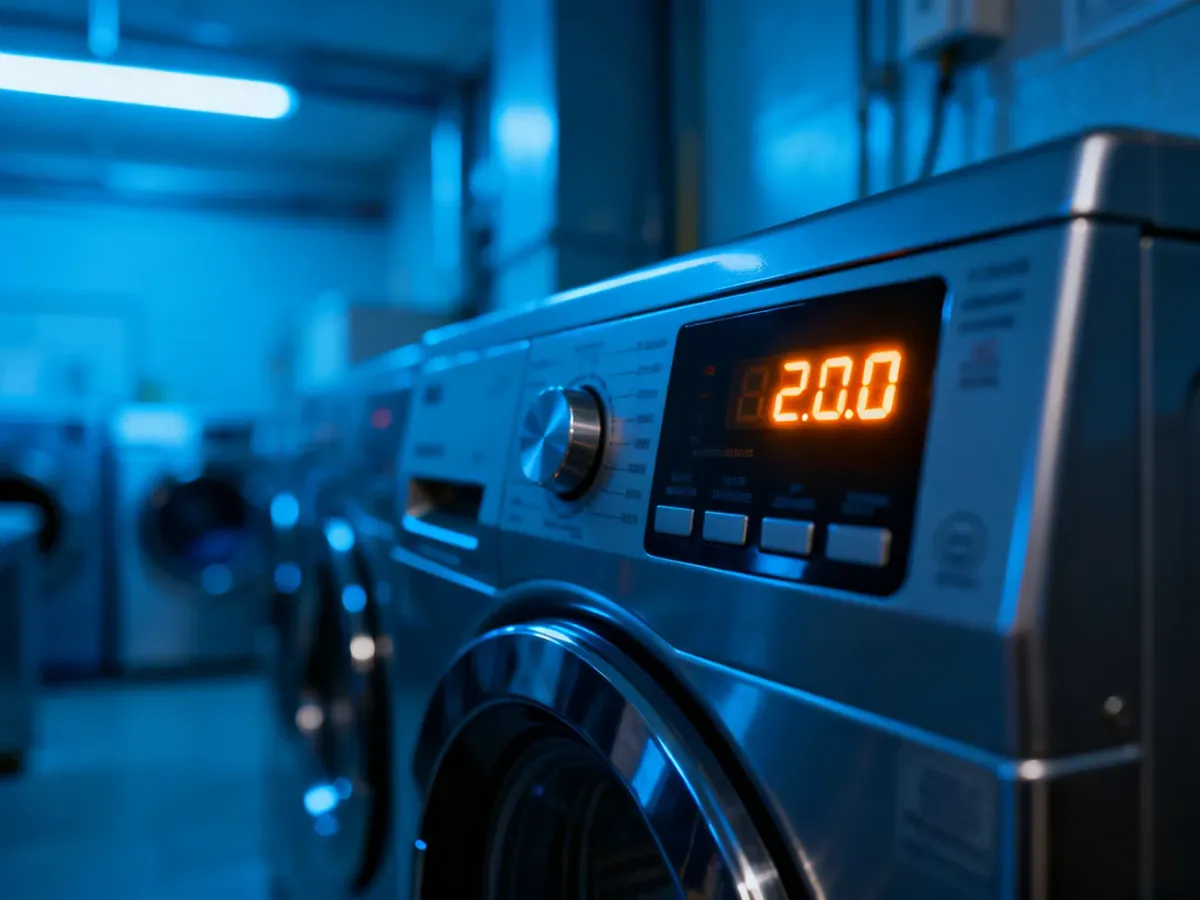 Panel sterowania pralki Samsung z podświetlanym kodem błędu na wyświetlaczu LED.